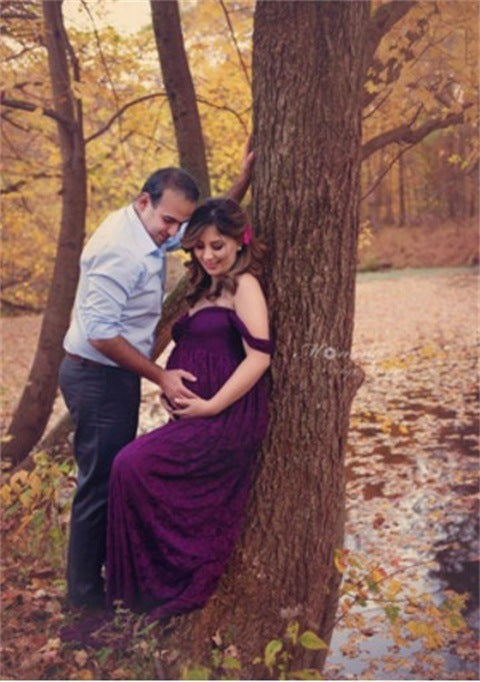 The Perfect Maternity Dress: Korean Lace One-Shoulder Maternity Dress